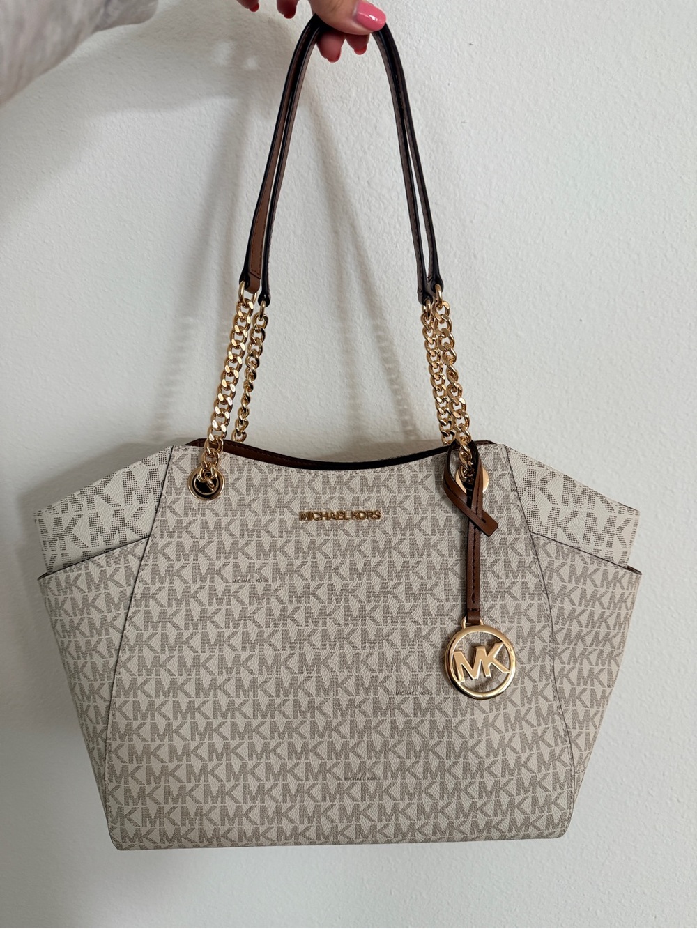 Michael Kors NWOT Cream/Beige Signature Chain-Handle Tote